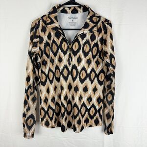 San Soleil 1/4 Zip Pullover Top Animal Long Sleeve Vent Mesh UV 50 + Cooling S